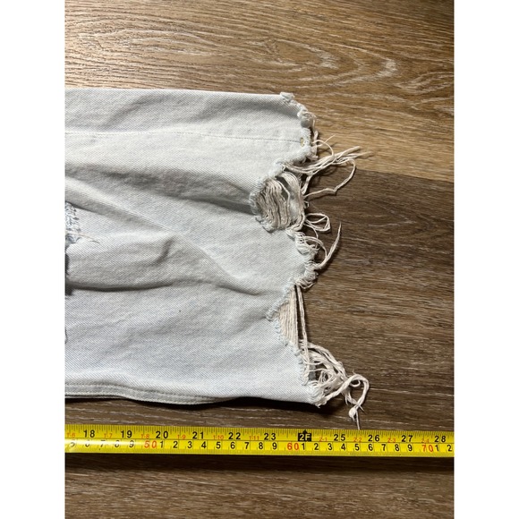 Vervet Wide Leg Jeans Womens 30 Light Wash Good Distressed Ripped Raw Hem V2471 - Picture 6 of 8